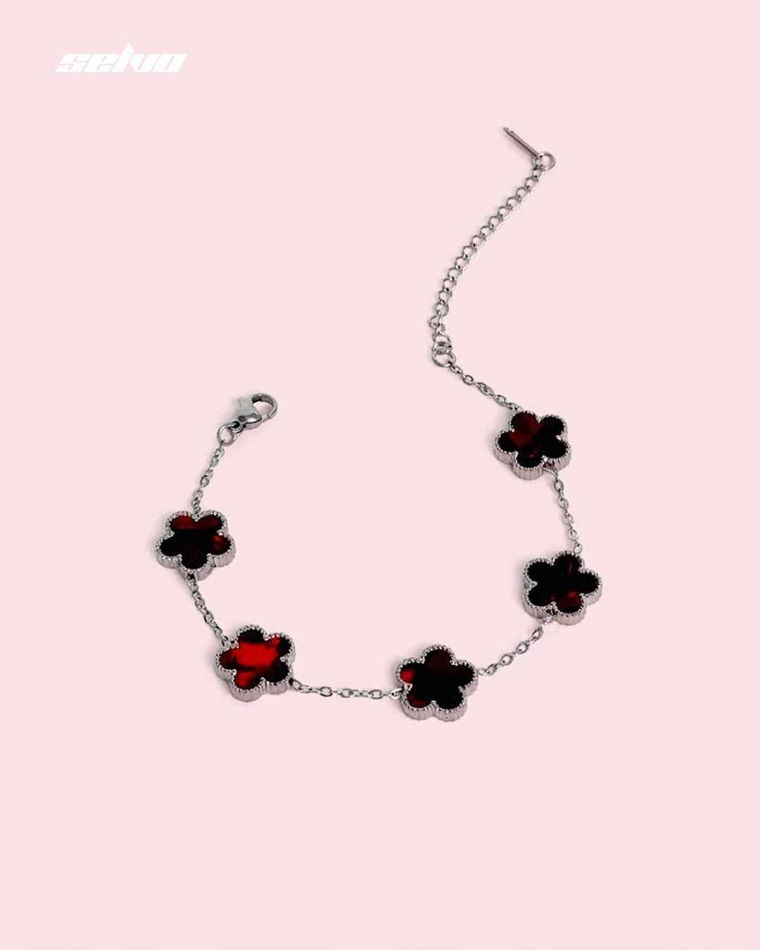 Изящный браслет «Selvo Flower» с красными вставками